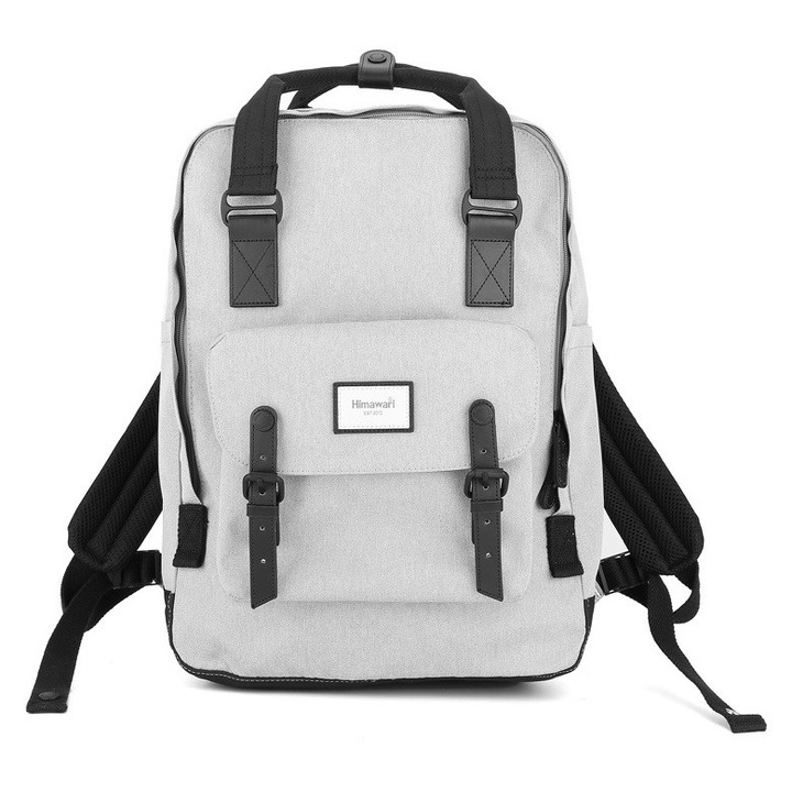 Rucsac Sportiv, Himawari, 44x31x15 cm, Material Poliester, Impermeabil, Numar De Buzunare 10, Bretele Reglabile, Gri Deschis/Negru