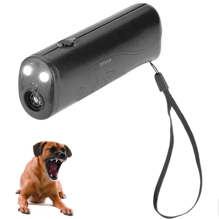 Dispozitiv Anti-Caini Agresivi EDAR, Portabil, Cu Lumina LED, Dresaj Si Protectie, Functionare Baterie, Negru