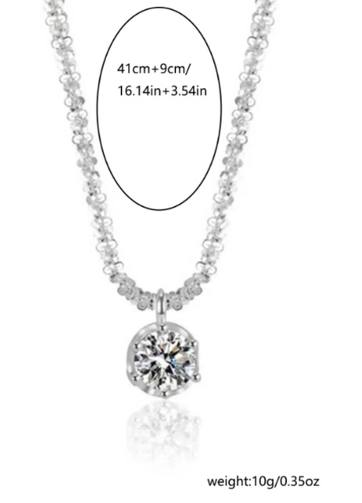 Colier din diamant moissanit imitatie, bijuterii dama, 41cm, alb, stil minimalist