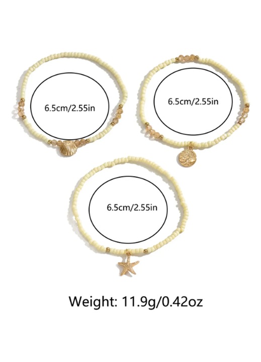 Set bijuterii picior, Tree of Life, 6.5cm, alb, negru, multicolor