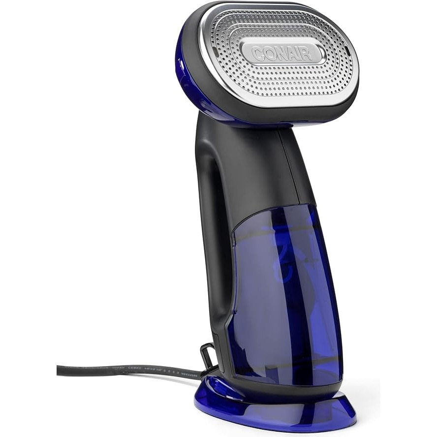 Aparat de calcat vertical si fier 2-in-1 Conair GS108E Turbo Steam & Iron, 33 g/min, 10 sec incalzire, 4 trepte, 3 accesorii, Albastru/Negru