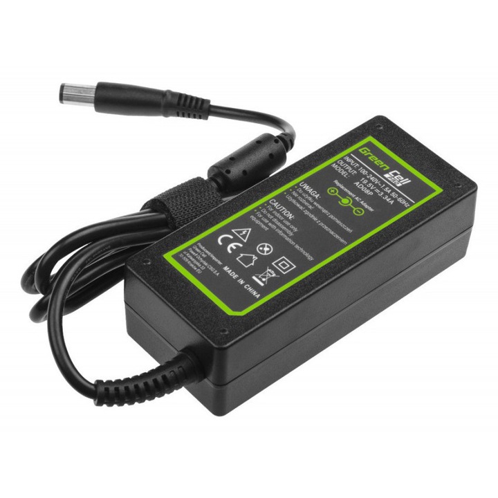 Green Cell PRO 65W-os Dell töltő – 19.5V 3.34A, XK850 modellel kompatibilis, 7.4 mm - 5.0 mm csatlakozó, EU csatlakozó