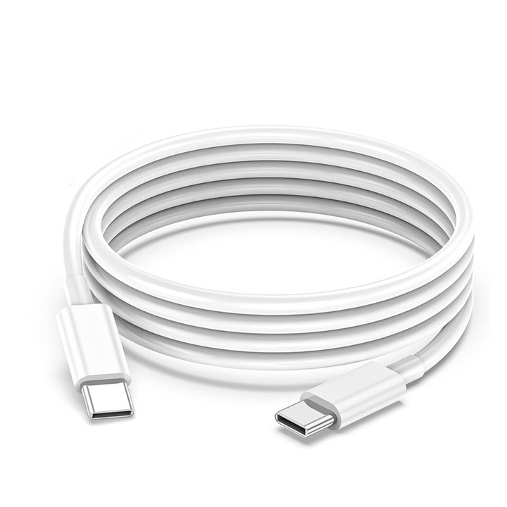 Кабел за зареждане, бързо зареждане USB-C към USB-C, 100W, 1M, бял