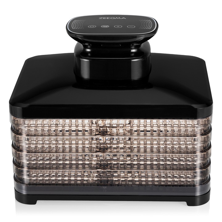 Сушилня за храна Zeegma Dry Chef, мощност 400 W, запазва 97% от хранителните вещества, идеална за плодове, зеленчуци, гъби и билки, 5 подвижни цедки, контрол на температурата 35-70°C, таймер до 72 часа, защита от прегряване