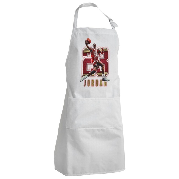 Sort bucatarie, Jordan 23, alb, 40x22cm, cu buzunare, ajustabil