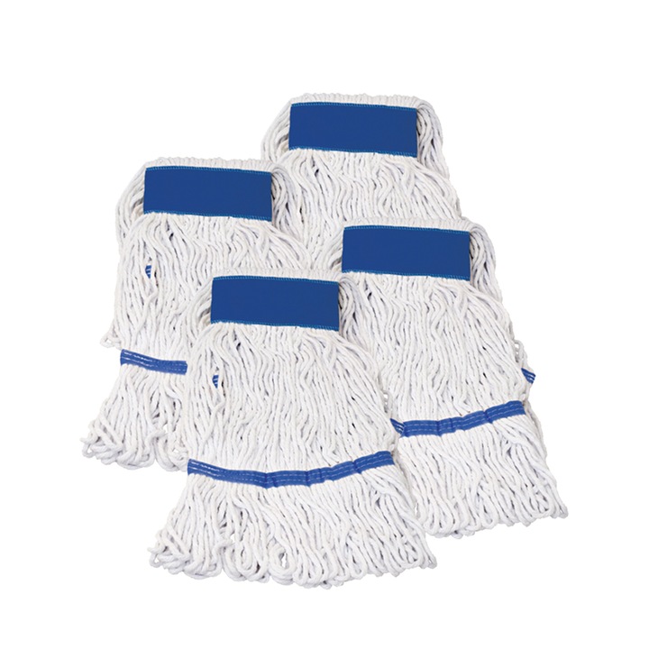Set - 4 x Mop Kentucky, cu dungi albastru, 400gr, Uz Profesional