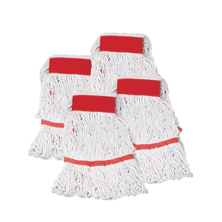 Set - 4 x Mop Kentucky, cu dungi rosu, 400gr, Uz Profesional