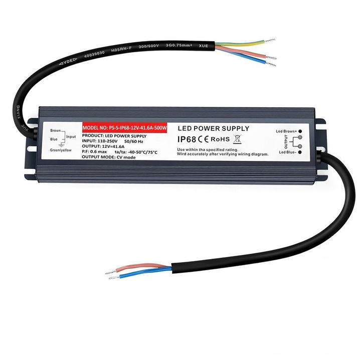 Sursa de Alimentare Slim LEDIGANT®, Exterior IP68, 12V, 41.6A, 500W