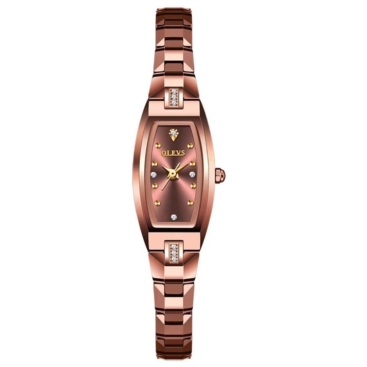 Ceas de dama Olevs CS1955, otel inoxidabil, rose gold, cadran rose gold