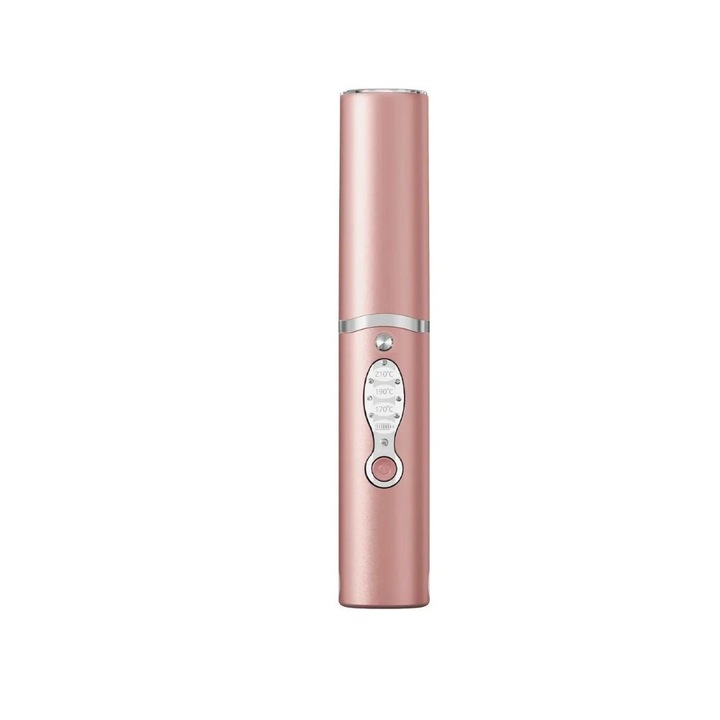Vezeték nélküli hajvasaló, USB-n újratölthető, 5000 mAh, gyors melegítés, rozéarany