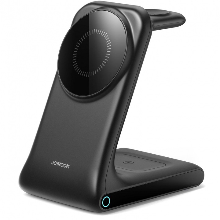 Statie Incarcare Wireless, Joyroom JR‑W15 3‑in‑1, MagSafe 15 W, AirPods si Apple Watch, Negru