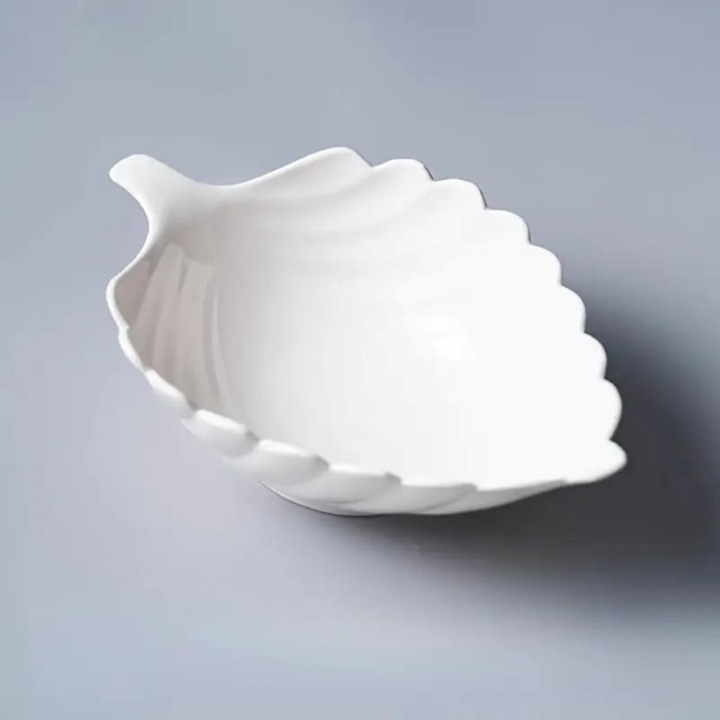 Купа модел лист, керамична, бяла, 25X16 см, многофункционална