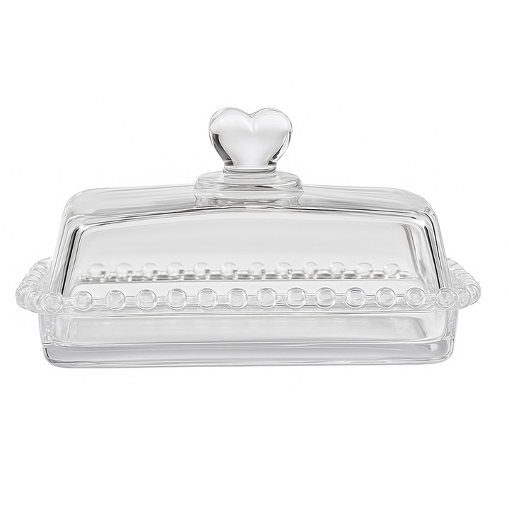 Üveg vajtartó fedéllel - elegáns vajtál 17x10, 5x10 cm tároláshoz és tálaláshoz