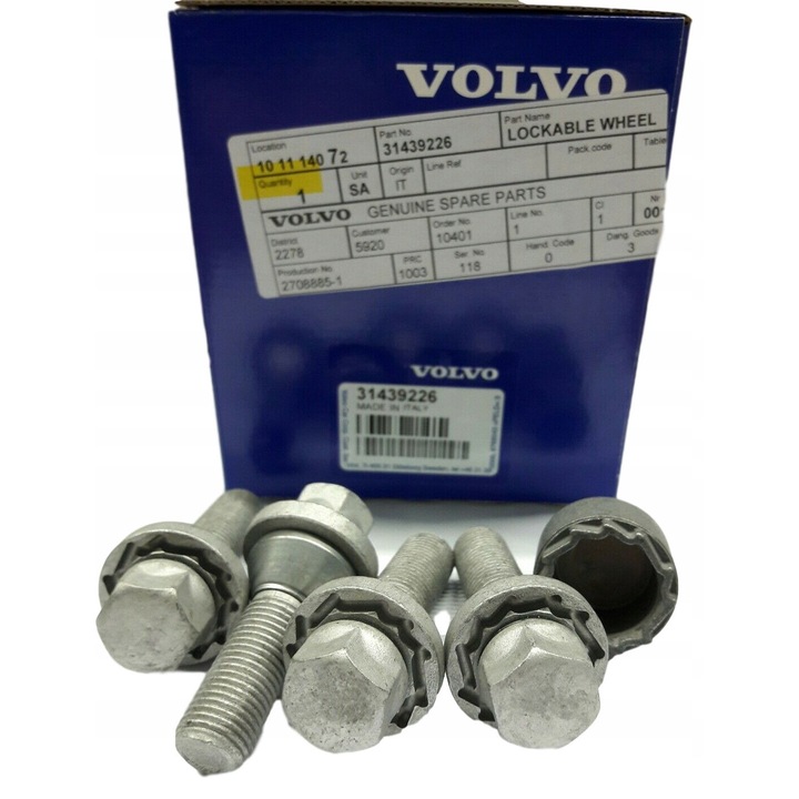 Set suruburi de siguranta pentru jante Volvo S60, S80, S90, V60, V70, XC40, XC60, XC90, 31439226 OE