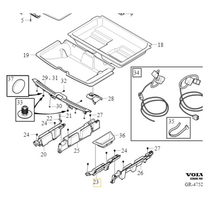 Piesa auto VOLVO XC90, suport drept pentru podea portbagaj, 32353203, noua, originala