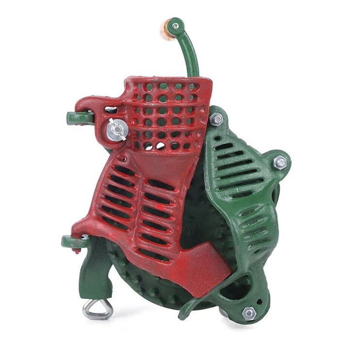 Moara manuala, pentru desfacat porumb, stiuleti, cu roata, verde, din fonta