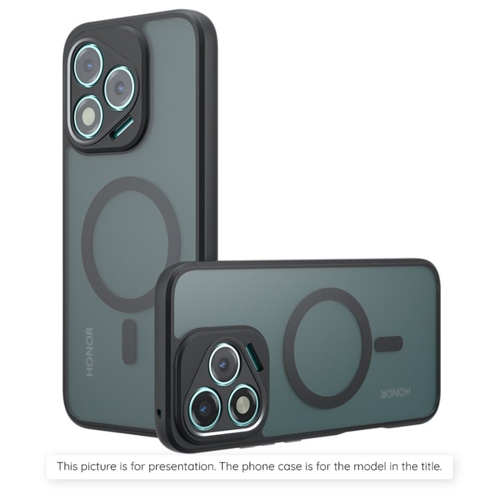 Husa pentru Honor Magic6 Lite, SKYDDAR INNOVATION, PureFrost MagSafe, AntiSoc, set cu sticker, Negru frost