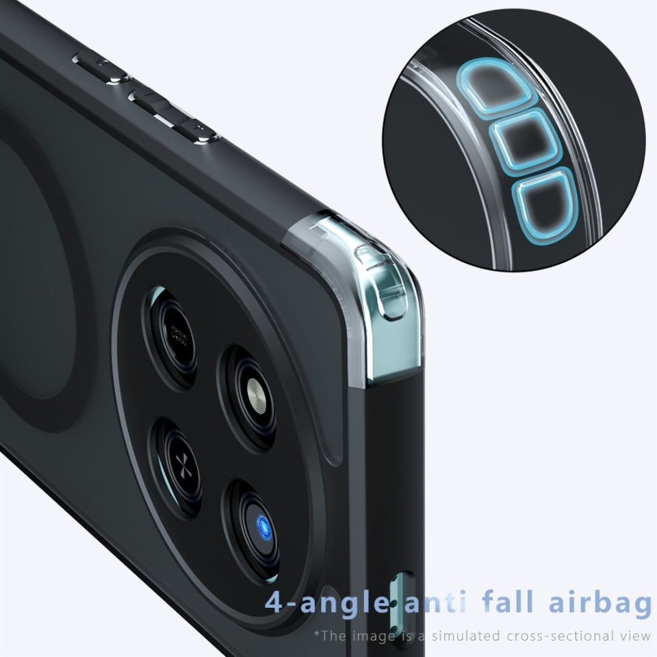 Husa pentru Honor Magic7 Pro, SKYDDAR INNOVATION, PureFrost MagSafe, AntiSoc, set cu sticker, Negru frost
