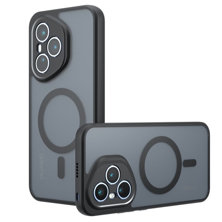 Husa pentru Honor 400 Pro, SKYDDAR INNOVATION, PureFrost MagSafe, AntiSoc, set cu sticker, Negru frost