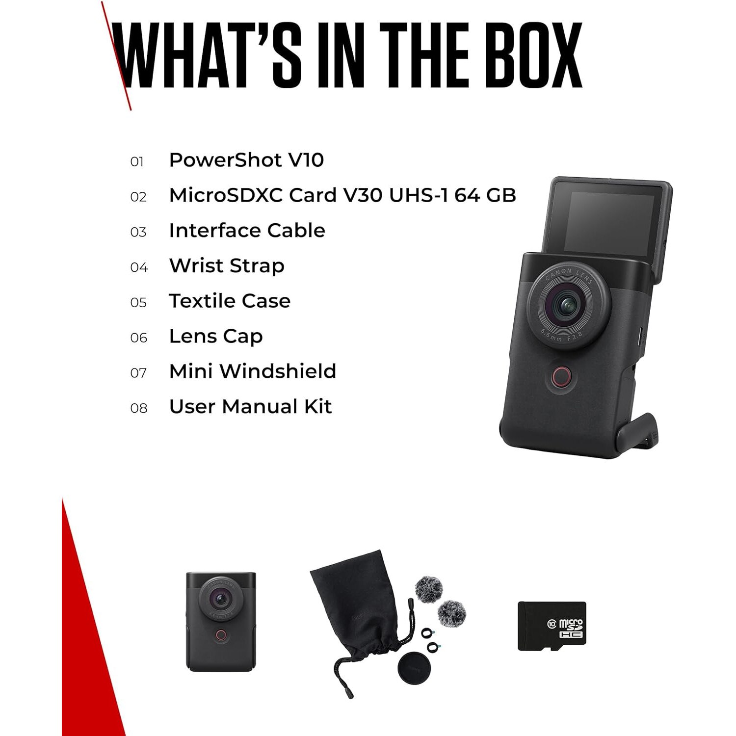 Camera Compacta Canon PowerShot V10 Vlogging Kit – 4K, Obiectiv