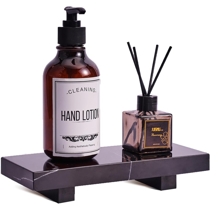 Suport de sapun din marmura artificiala, negru, 25x13x4cm, design elegant