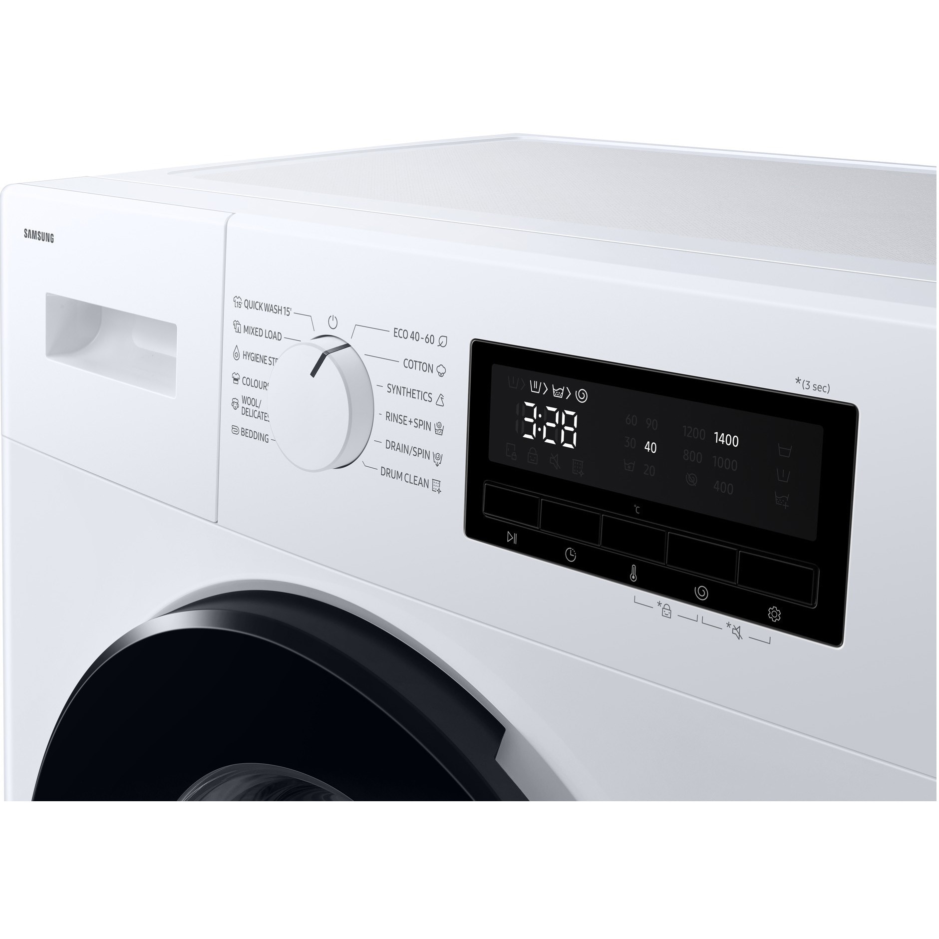 Masina de spalat rufe Samsung WW70FG3M05AWLF, 7kg, 1400 RPM, Clasa A, Hygiene Steam, Drum Clean, Quick Wash, Motor Digital Inverter, Alb