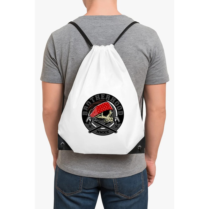 Rucsac școlar alb, dimensiuni 40x30x1cm, unisex, design minimalist