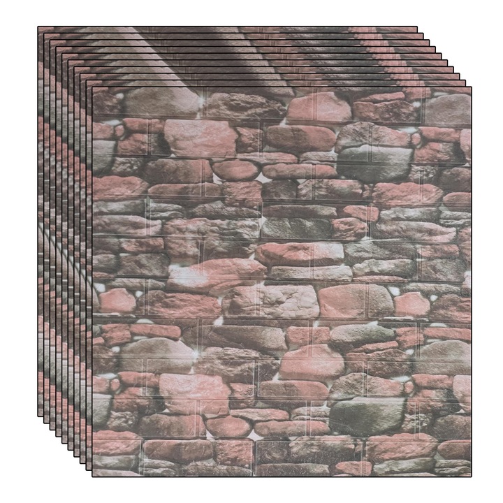 Комплект от 10 x 3D самозалепващи тапети NEXTLY, за стена или таван, водоустойчиви, регулируеми, силно лепило, лесни за монтаж, площ на покритие 5.3 кв.м, 70x77 см, модерен дизайн, многоцветни, код J7446-6 88ROZ