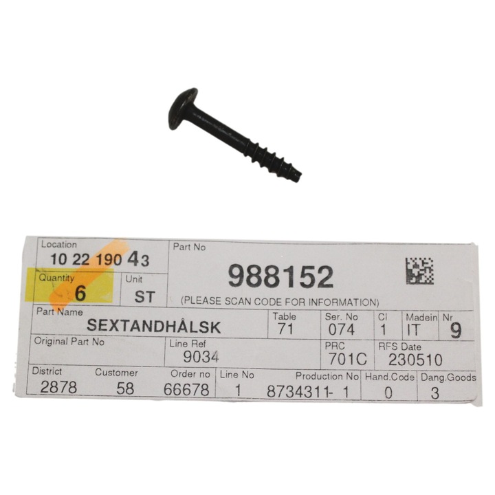 Eredeti VOLVO PF5x30 légszűrőház csavar OE 988152