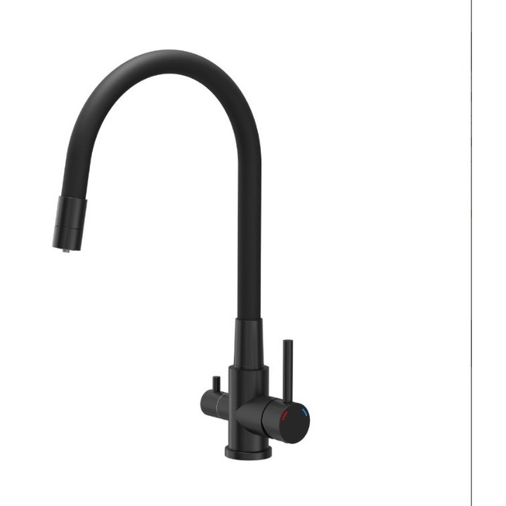 Кухненски смесител Quadron Agnes с гъвкав чучур Pure Carbon