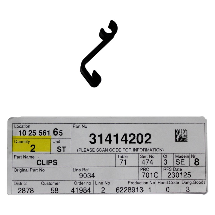 Kampós fogantyú hátsó ajtó rolóhoz VOLVO S80 OE