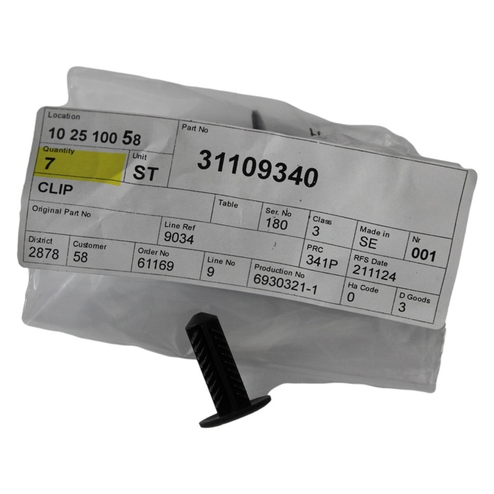 Első biztonsági öv borító klipsz VOLVO S60 V60 XC60 II 31109340, eredeti alkatrész