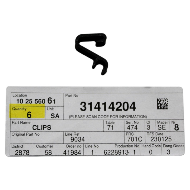 Kampós fogantyú hátsó ajtó rolóhoz VOLVO S80 OE