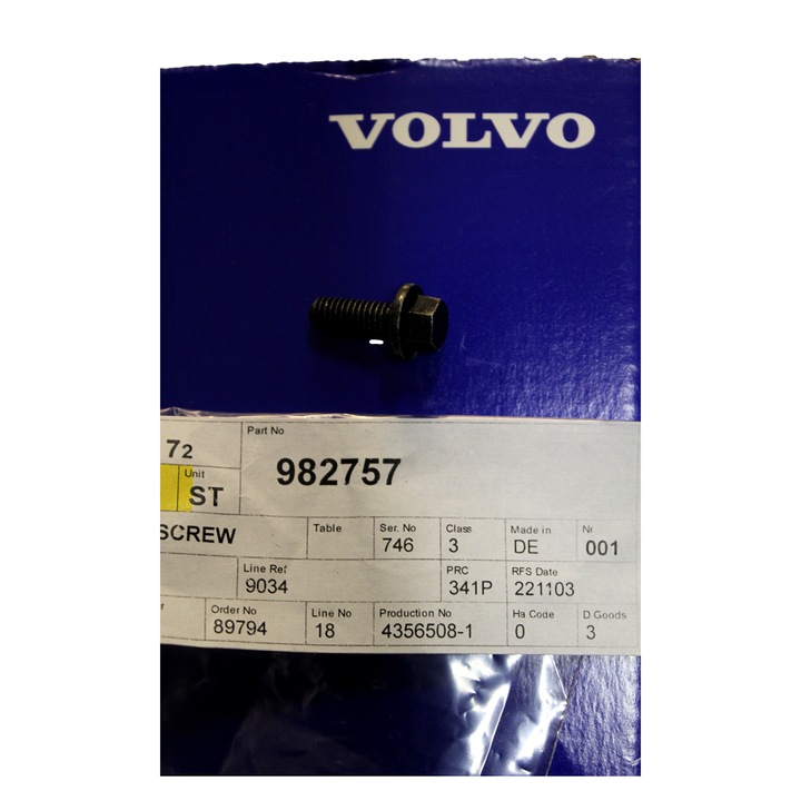 Csavar M6x16 VOLVO 982757, eredeti autóalkatrész