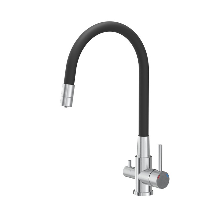 Quadron Agnes konyhai csaptelep rugalmas kifolyócsővel, acél