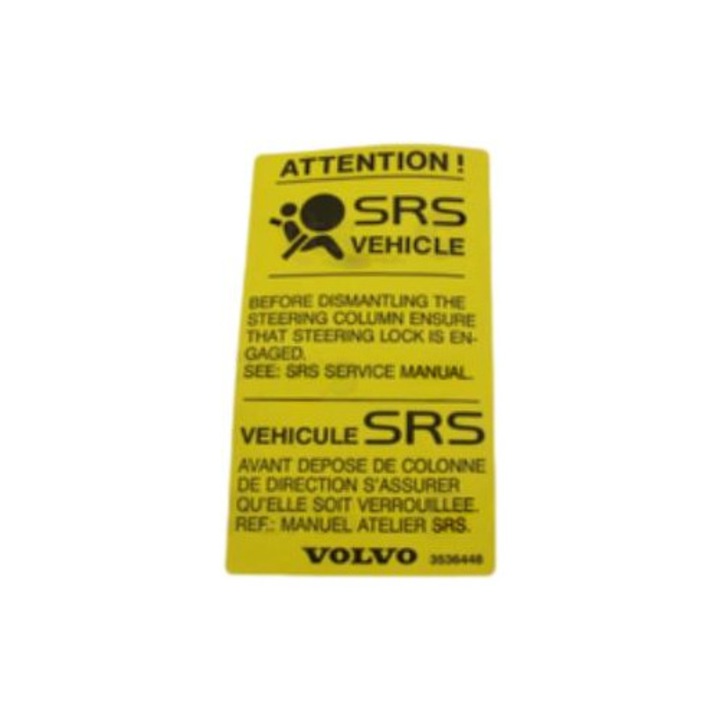 SRS LÉGZSÁK matrica, Volvo, kormányoszlophoz, új, 3536448