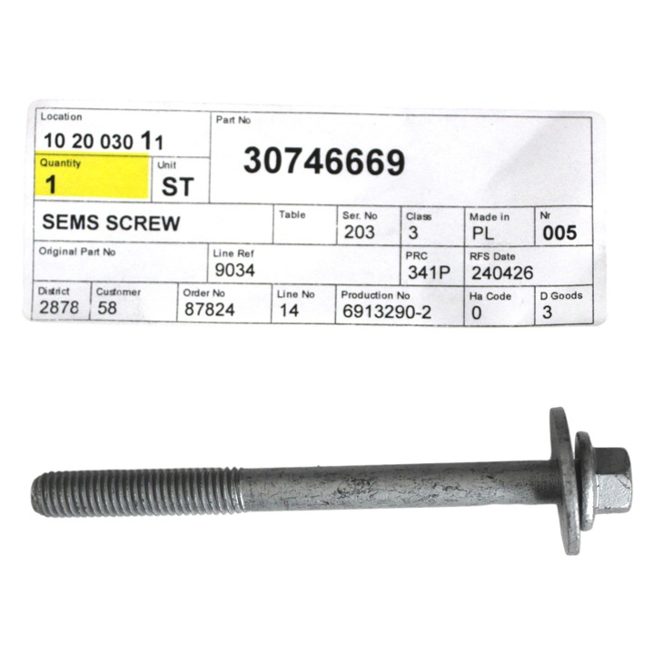 Eredeti felfüggesztés csavar Volvo M8x90, 30746669, S60 III, V60, V90, XC60, XC90 II modellekhez