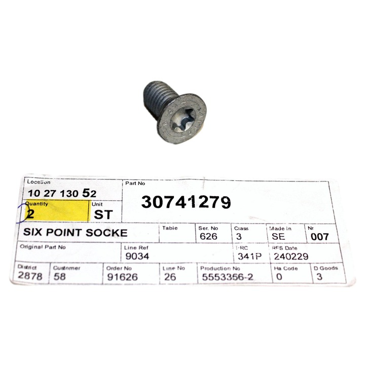 Eredeti Volvo féktárcsa rögzítőcsavar M10x20 V40, S60, V70, S80, XC60, XC70 modellekhez