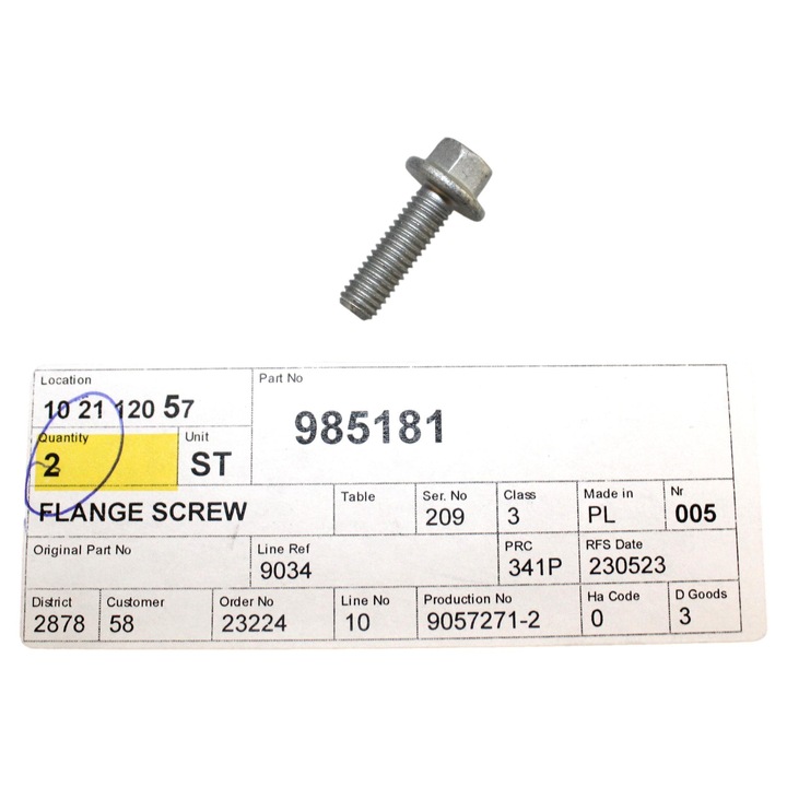 M6x20 csavar, VOLVO, eredeti, új, 985181