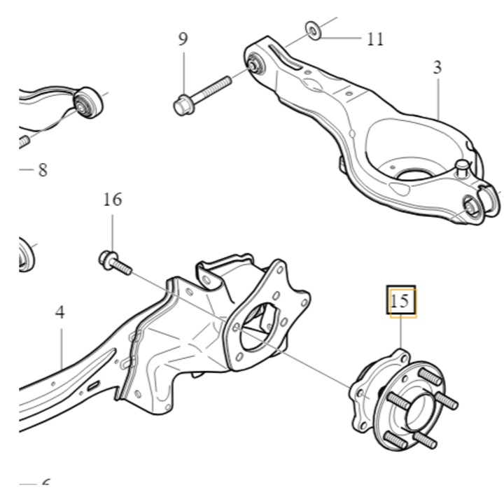 Piasta roata spate set cu rulment si senzor ABS, Volvo V40, V40 CC, noua
