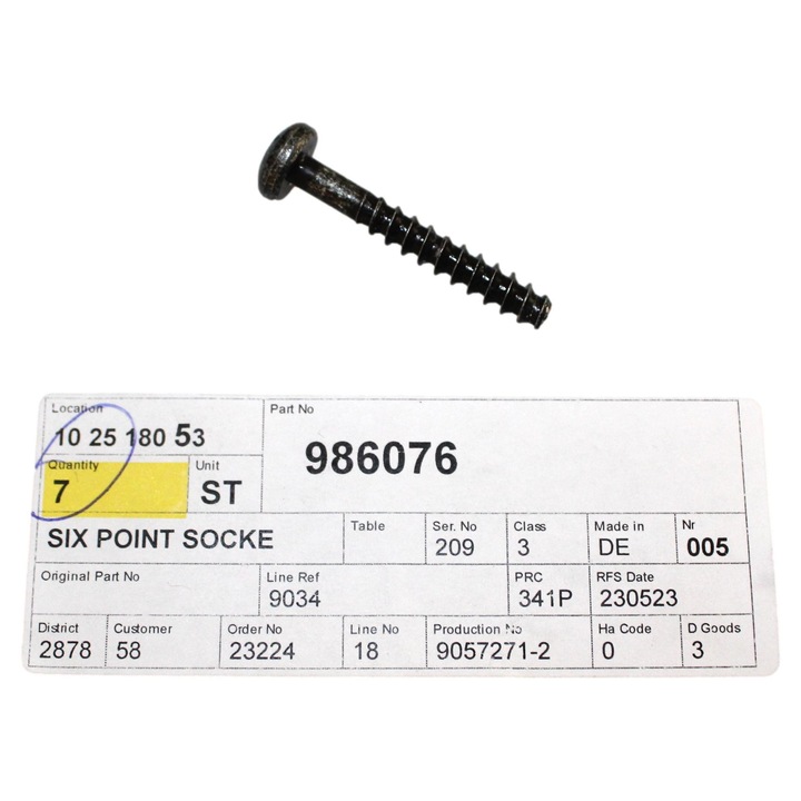 Eredeti csavar a légszűrőházhoz VOLVO PF6x40 OE 986076