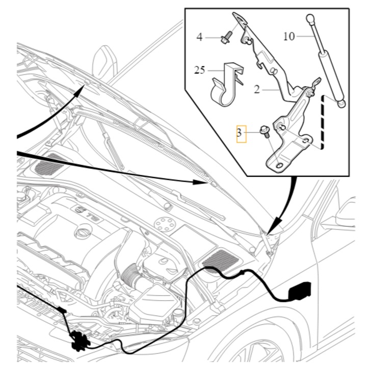 M8x20 motorháztető zsanércsavar, Volvo, eredeti, 985174, új