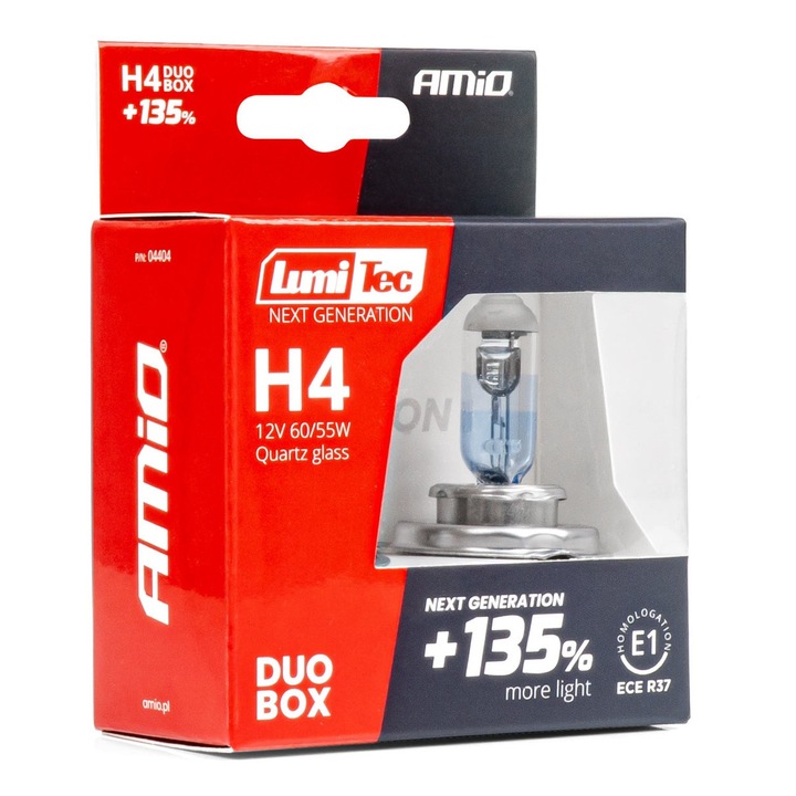 Set 2 becuri halogen H4 12V 60/55W LumiTec +135% luminozitate