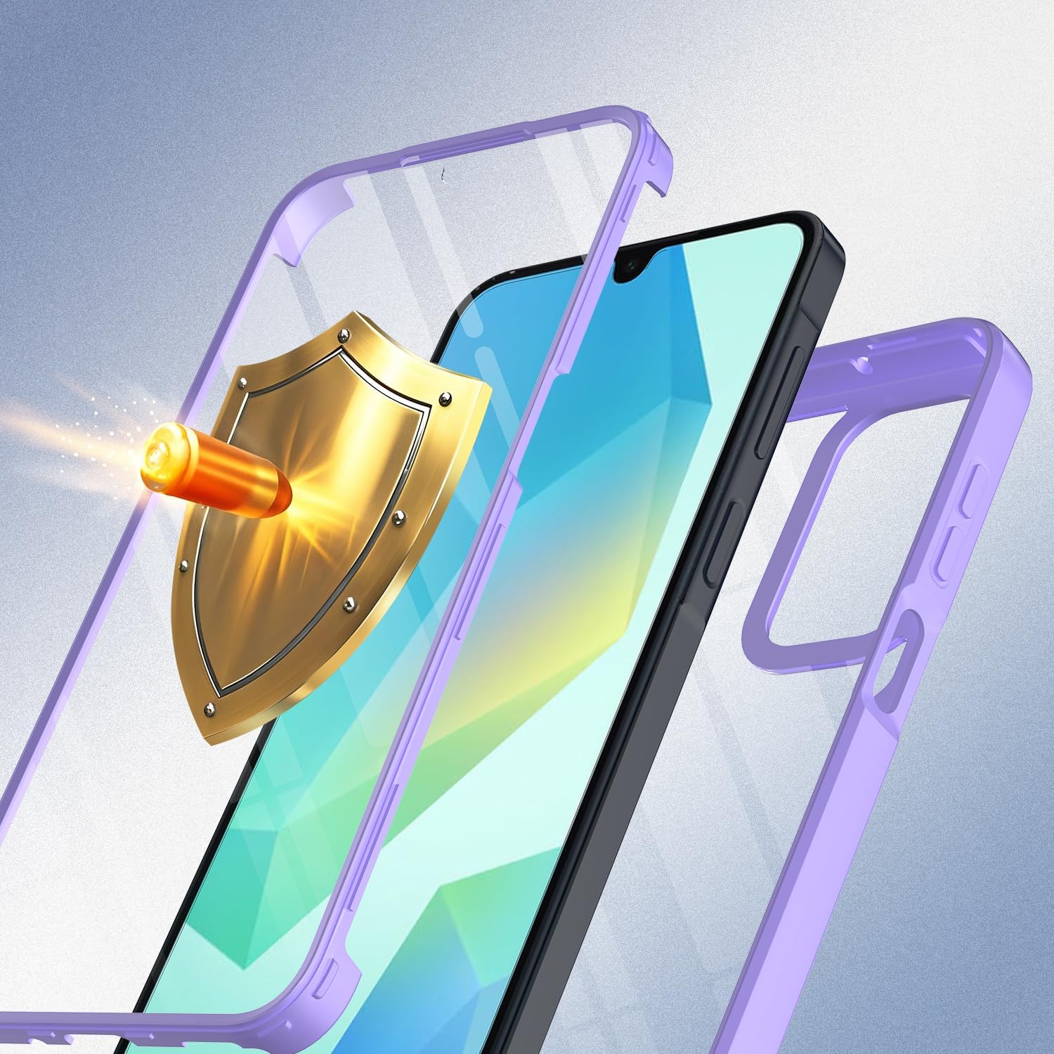 Set 360: Husa cu folie integrata pentru Samsung Galaxy A17 Protectie 360 fata / spate - Mov