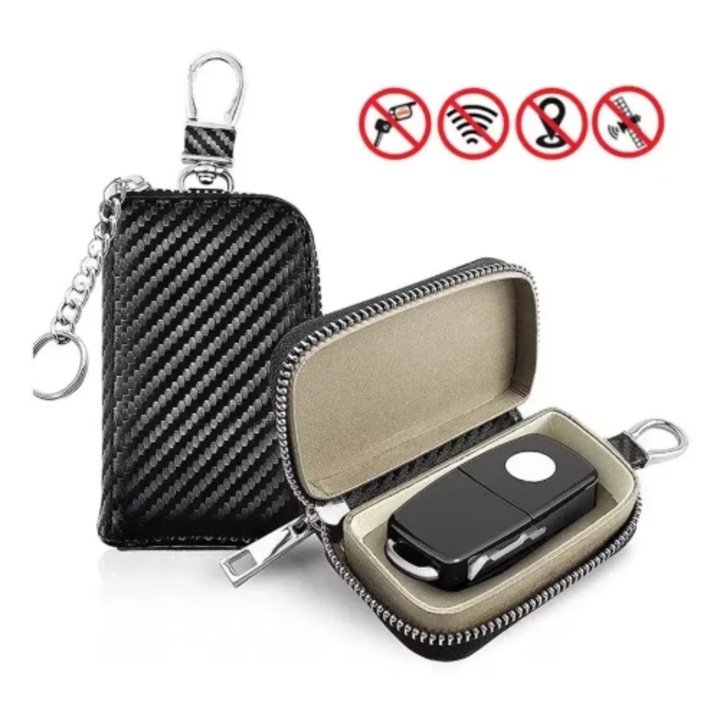 Toc Faraday pentru telecomanda auto, Blocare unde radio si semnal, Anti-Copiere Date Cheie, Negru, quandes