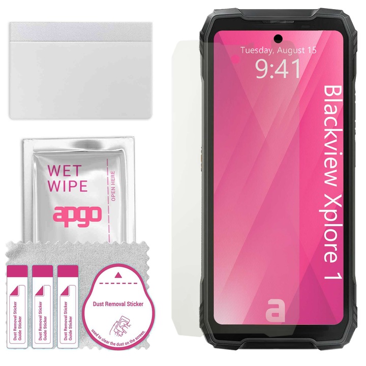 МАТОВ apgo протектор за екран за Blackview Xplore 1 – самозалепващ се, цял дисплей, хидрогел, защита от надраскване, пълно лепене, 5D