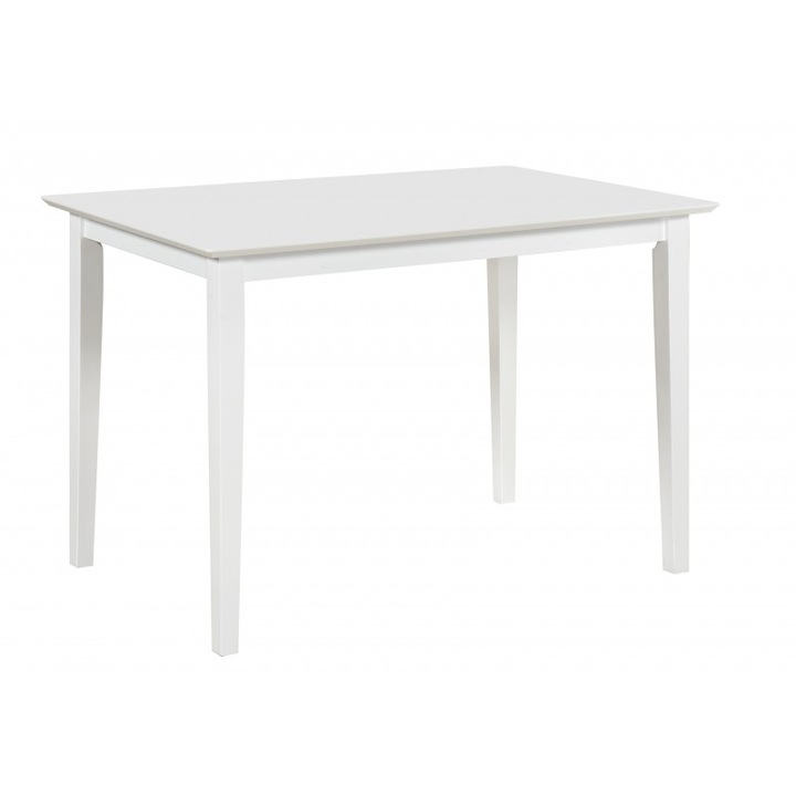 Masa bucatarie si dining Drimus Bali, blat MDF, picioare lemn, dreptunghiulara, 112x72x74 cm, alb