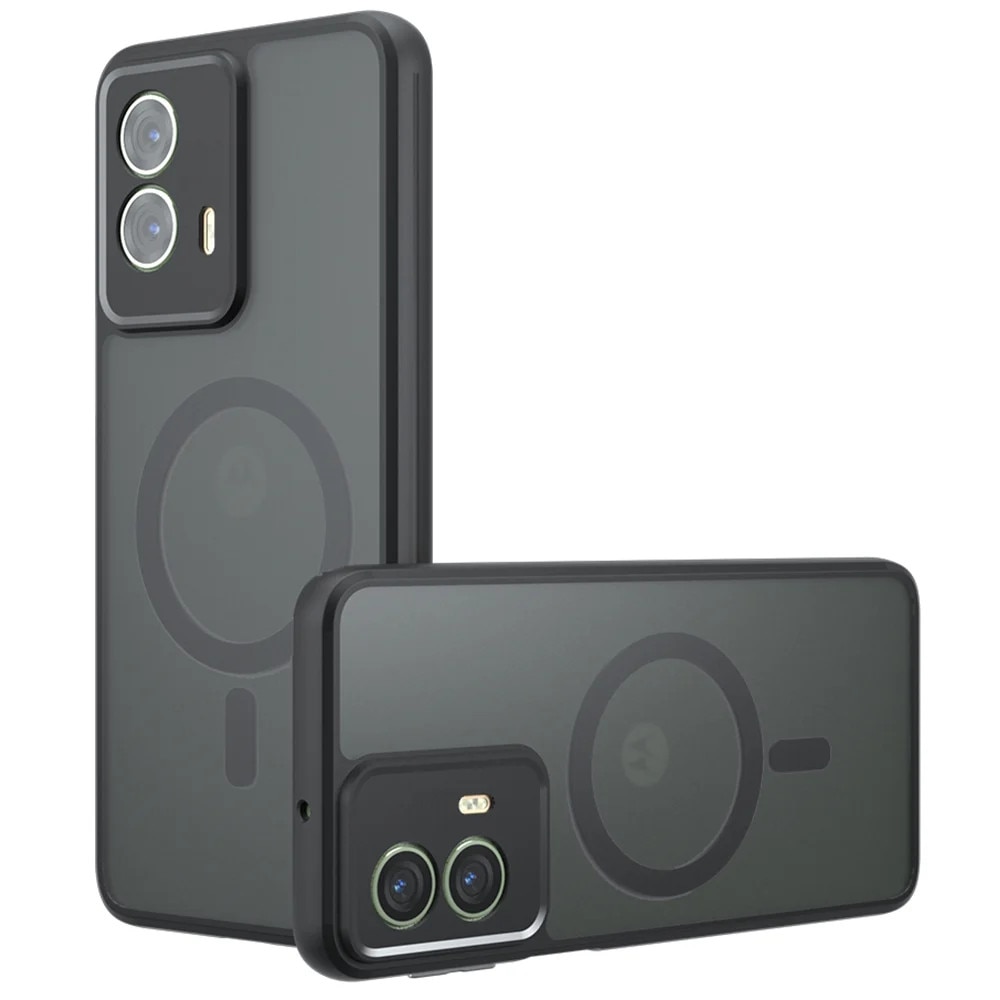 Husa pentru Motorola Moto G85, SKYDDAR INNOVATION, PureFrost MagSafe, AntiSoc, set cu sticker, Negru frost