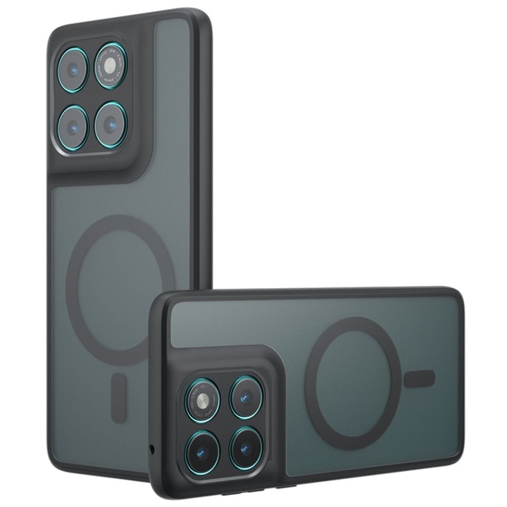 Husa pentru Motorola Edge 60 Fusion / Edge 60, SKYDDAR INNOVATION, PureFrost MagSafe, AntiSoc, set cu sticker, Negru frost