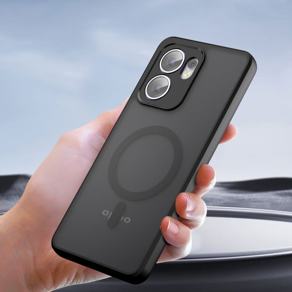 Husa pentru Oppo A5 Pro 5G / A5 Pro 4G, SKYDDAR INNOVATION, PureFrost MagSafe, AntiSoc, set cu sticker, Negru frost